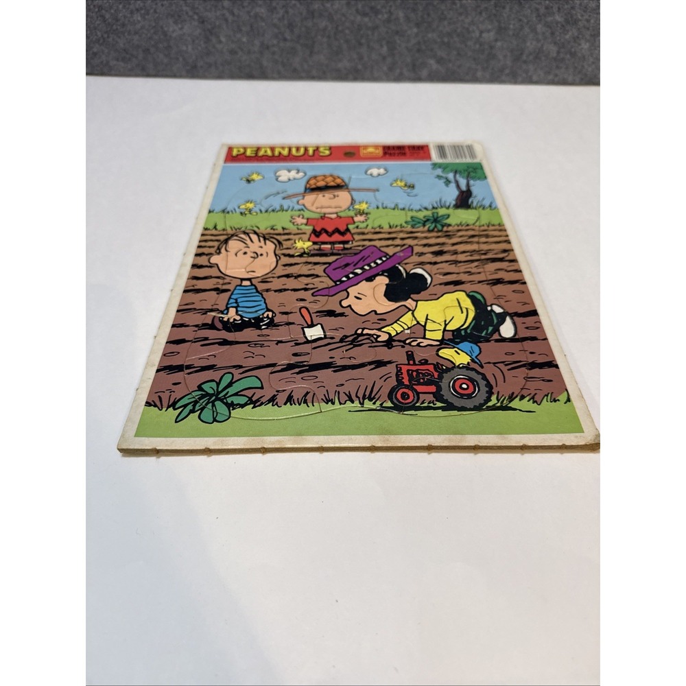 Peanuts Charlie Brown Puzzle Cardboard Frame Tray Vintage